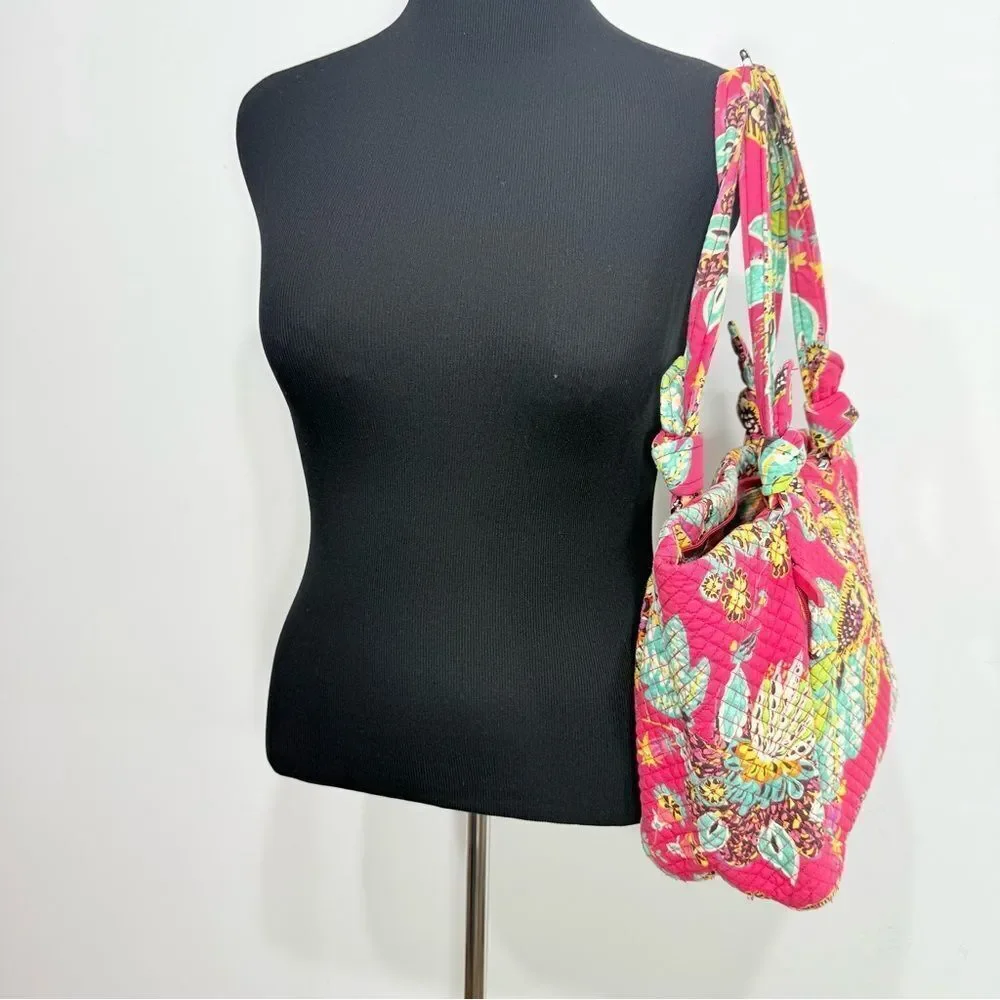 Vera Bradley Hadley Pink Rumba Print Colorful Floral Soft Quilted Shoulder Bag